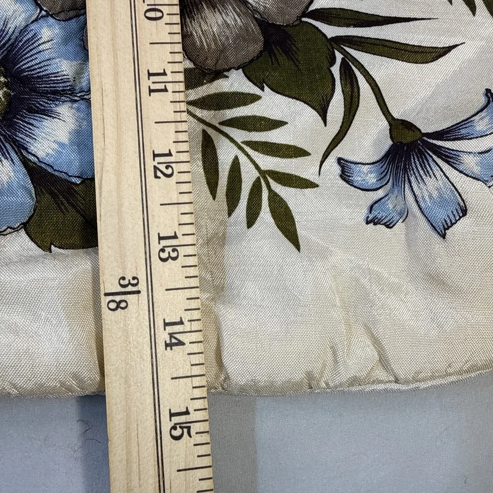 Vintage Plush Floral Pillow Cover Cream Blue Grey Daisy Mid Century Retro